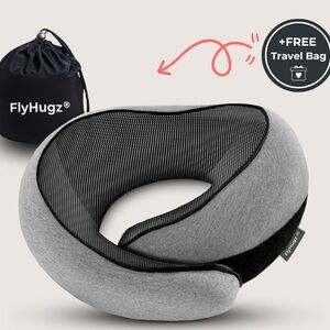 SET of 2 FlyHugz Gray Travel Neck Pillow and Bag (set of 2 pillows)